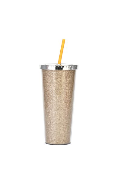 Generic Double Wall Plastic Straw Cup 710ml Portable School Travel Tumbler