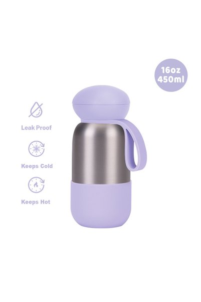 Generic Stainless Steel Insulated Sports Water Bottle 450ml Handle Outdoor Tr...