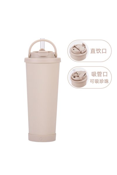 Generic كوب معزول بسعة 830 مل مع مقبض مزدوج للشرب، مناسب للشاي بالفقاعات والر...