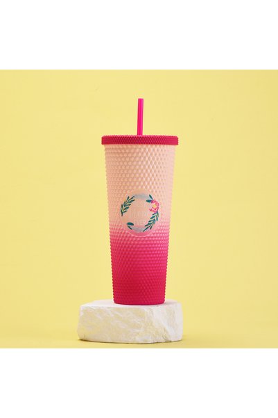Generic Double Wall Plastic Straw Cup 710ml Mother's Day Fruit Shape Tumbler