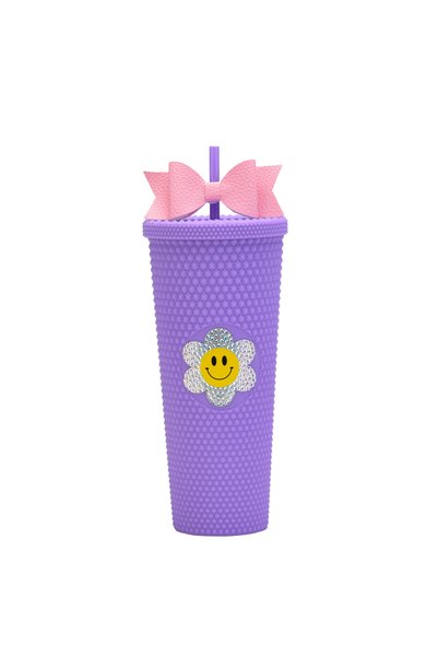 Generic Double Wall Plastic Straw Cup 710ml Bow Tie DIY Sticker Travel Tumbler
