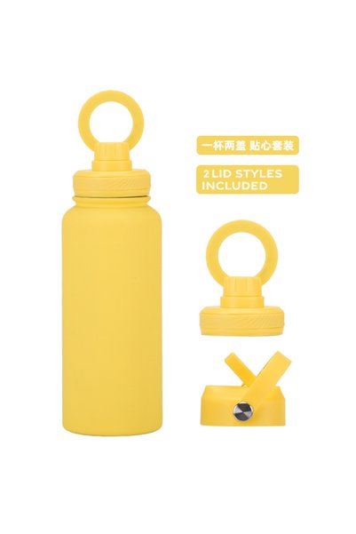 Generic Magnetic Phone Holder Insulated Straw Water Bottle 1L Dual Lid for Ou...