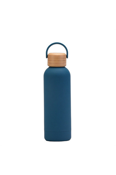 Generic Insulated Water Bottle 500ml Small Mouth Bamboo Lid Handle Outdoor Sp...