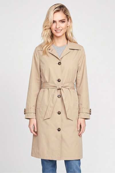 Brave Soul Women Plain Trench Coat, Beige