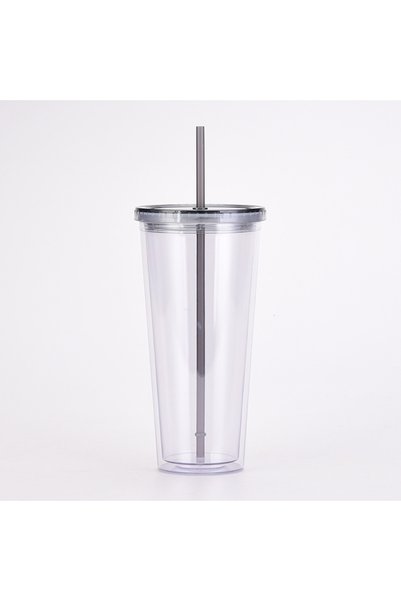 Generic Double Wall Plastic Straw Cup 1000ml with Lid Travel Tumbler