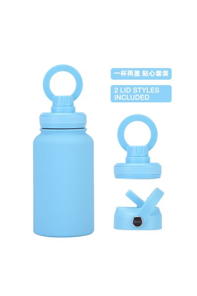 Generic Magnetic Phone Holder Insulated Straw Bottle 650ml Dual Lid Outdoor S...