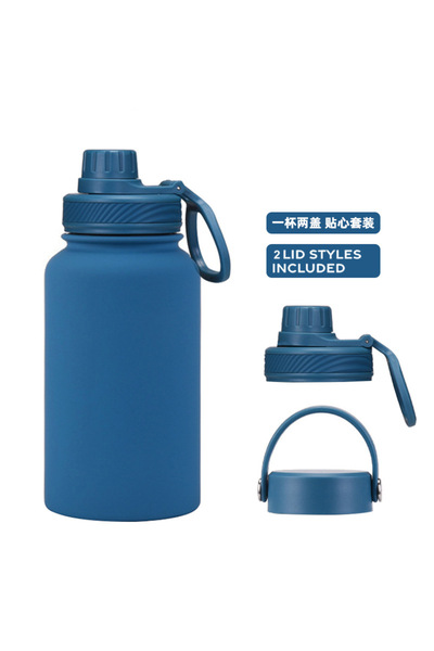 Generic Stainless Steel Insulated Sports Bottle 650ml Dual Lid Dual Drink Out...