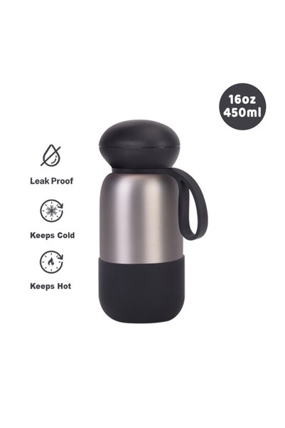 Generic Stainless Steel Insulated Sports Water Bottle 450ml Handle Outdoor Tr...
