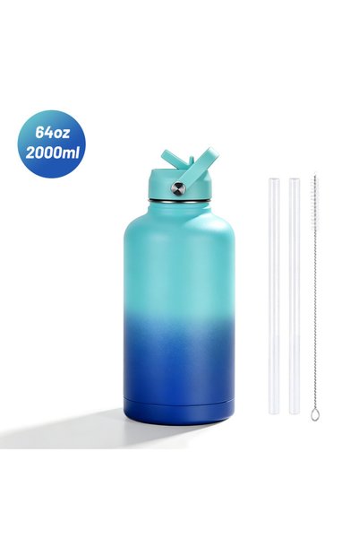 Generic Stainless Steel Insulated Water Jug 64oz Spout Lid Handle Hiking Camping
