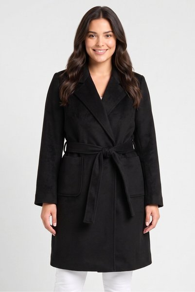 Sam Edelman Women Textured Tie Belted Trench Coat, Black