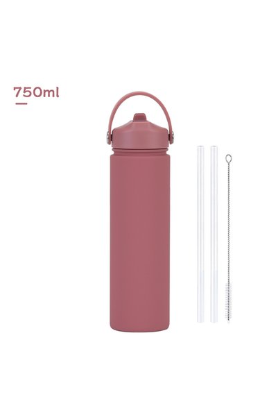 Generic Stainless Steel Wide Mouth Insulated Sports Bottle 750ml Spout Handle...