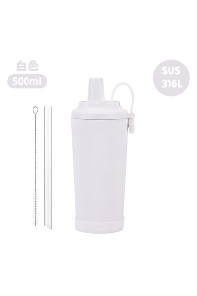 Generic كوب شرب معزول بجدار مزدوج من الفولاذ المقاوم للصدأ 316L سعة 500 مل مع...