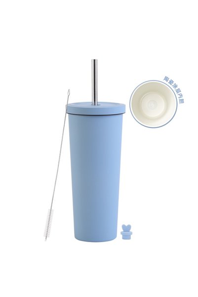Generic Ceramic Liner Stainless Steel Insulated Straw Cup 830ml Milk Tea