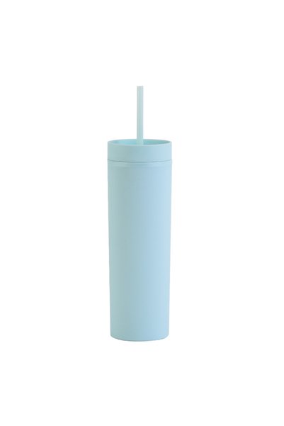 Generic Double Wall Plastic Skinny Straw Tumbler 16oz Rubber Coated Travel Wa...