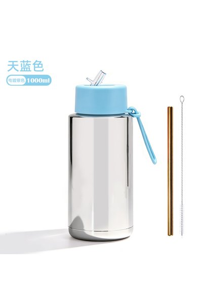 Generic Stainless Steel Sports Water Bottle 1L Wide Mouth Outdoor Travel Cup