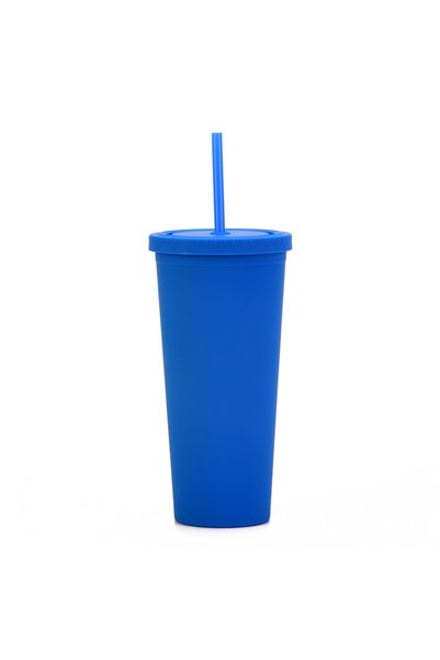 Generic Double Wall Frosted Plastic Straw Tumbler 24oz Portable Travel Water Cup