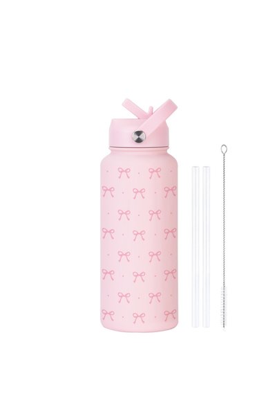 Generic Stainless Steel Insulated Sports Water Bottle 1L Printed Straw Handle...