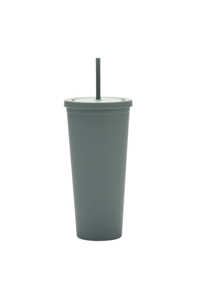 Generic Double Wall AS Plastic Straw Tumbler 1000ml with Lid Portable Travel ...