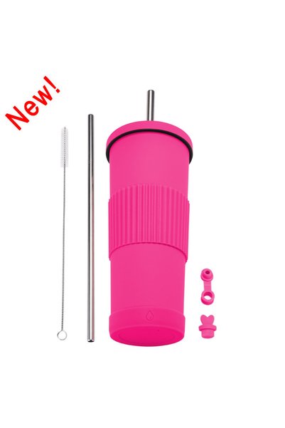 Generic Stainless Steel Insulated Straw Cup 830ml Non Slip Sleeve Car Tumbler
