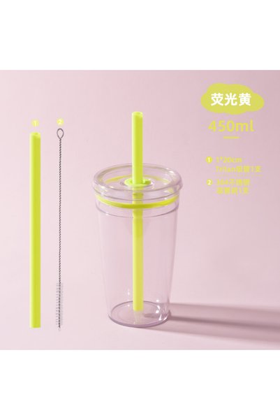 Generic Tritan Straw Tumbler 450ml Portable Coffee Cup for Bubble Tea Daily Use