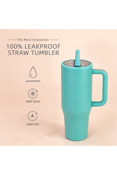 Generic Double Wall Insulated Tumbler 40oz Leakproof Foldable Straw Car Cup P...