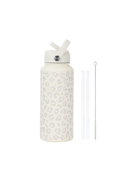 Generic Stainless Steel Insulated Sports Water Bottle 1L Printed Straw Handle...