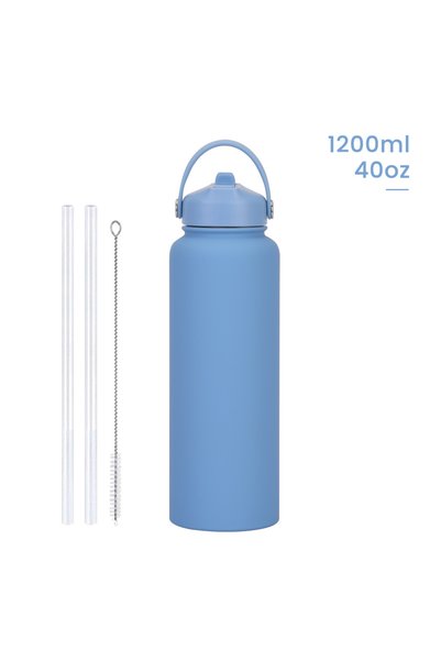 Generic Stainless Steel Wide Mouth Insulated Sports Bottle 1200ml Straw Handl...