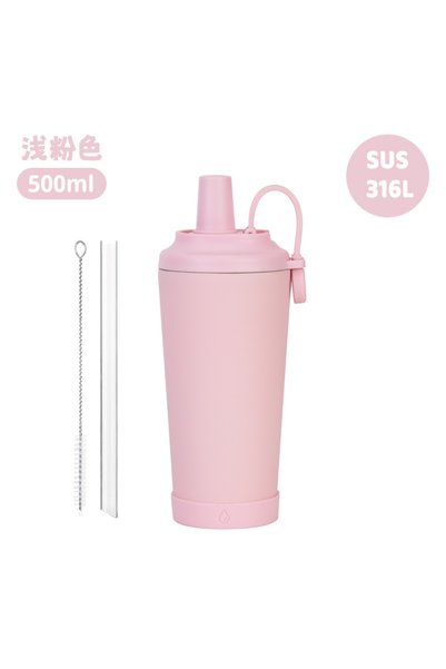 Generic كوب شرب معزول بجدار مزدوج من الفولاذ المقاوم للصدأ 316L سعة 500 مل مع...