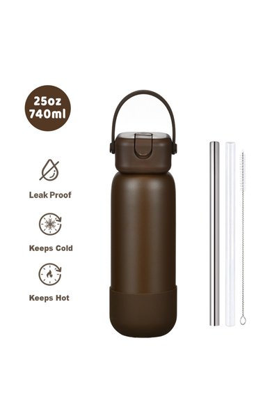 Generic Stainless Steel Insulated Sports Water Bottle 740ml Spout Handle Outdoor