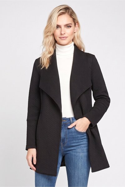 Sam Edelman Women Regular Fit Textured Suit Jacket, Black