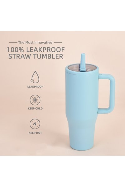 Generic Double Wall Insulated Tumbler 40oz Leakproof Foldable Straw Car Cup P...