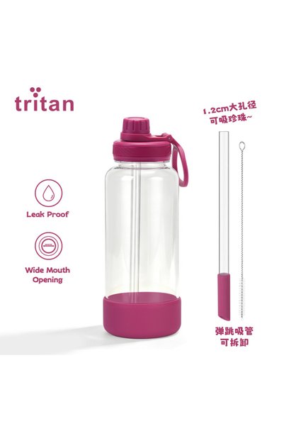 Generic Tritan Water Bottle 1000ml Wide Mouth Handle Portable Outdoor Cup