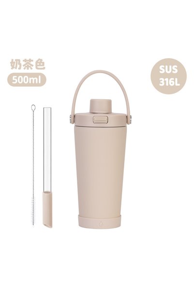 Generic كوب معزول بجدار مزدوج من الفولاذ المقاوم للصدأ 316L مع غطاء قابل للطي...