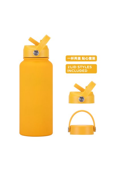 Generic Stainless Steel Insulated Sports Water Bottle 1L Wide Mouth Straw Han...