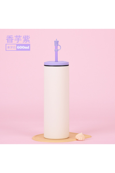 Generic 304 Stainless Steel Double Wall Vacuum Water Bottle 600ml Straight Sc...