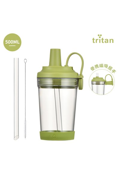 Generic Tritan Straw Tumbler 500ml Magnetic Handle Wide Mouth for Bubble Tea