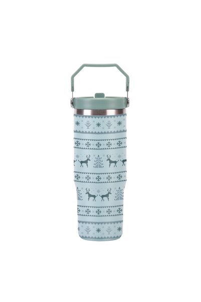 Generic 304 Stainless Steel Vacuum Straw Tumbler 30oz Handle Car Cup Christmas