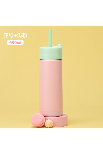 Generic Stainless Steel Insulated Straw Water Bottle 650ml Wide Mouth for Bub...