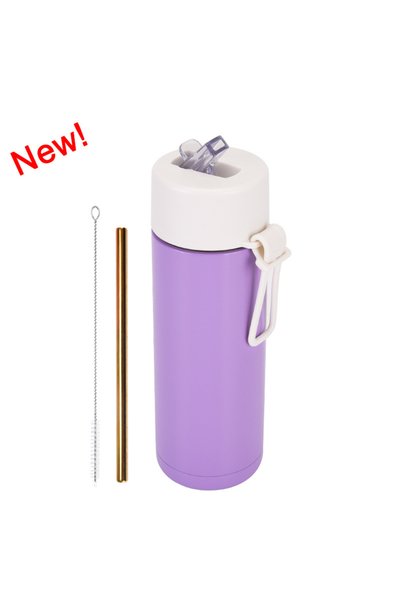 Generic Stainless Steel Insulated Sports Bottle 650ml Wide Mouth Handle Straw