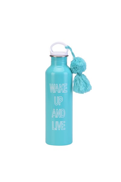 Generic Single Wall Stainless Steel Sports Water Bottle 800ml Tassel Handle O...