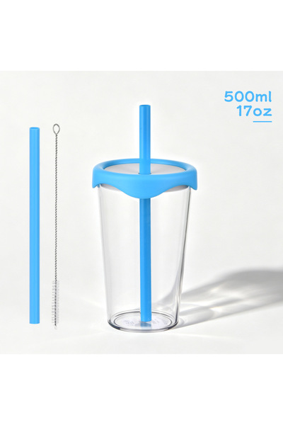 Generic Tritan Straw Cup 500ml Milk Tea Coffee Portable Water Bottle