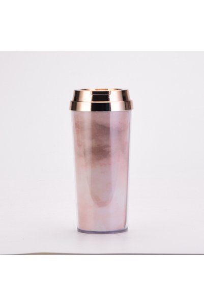 Generic Double Wall Plastic Coffee Cup 450ml Flower Insert Insulated Travel Mug
