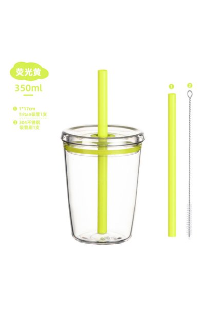 Generic Tritan Straw Tumbler 350ml Portable Coffee Cup for Bubble Tea Daily Use