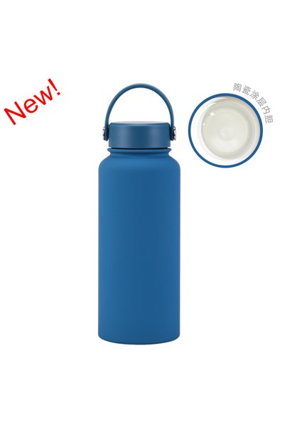 Generic Ceramic Lined Stainless Steel Wide Mouth Insulated Water Bottle 1L Ou...