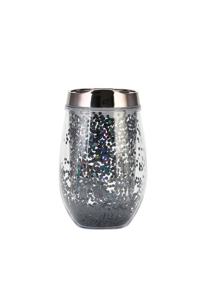 Generic Double Wall Egg Shell Belly Cup 350ml Glitter Sequins Tumbler