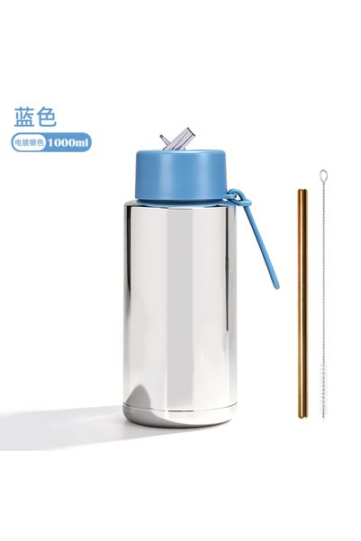 Generic Stainless Steel Sports Water Bottle 1L Wide Mouth Outdoor Travel Cup
