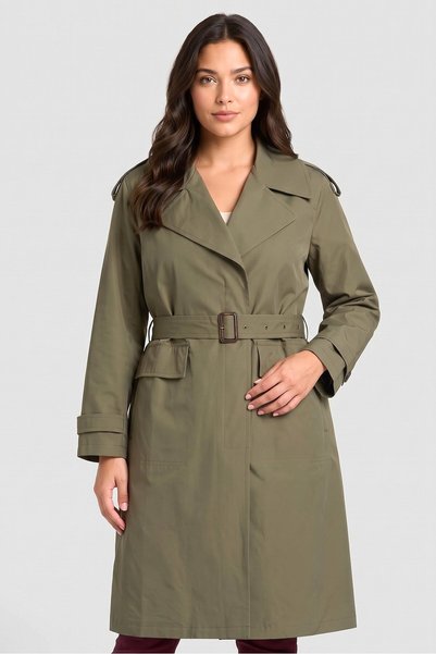 Sam Edelman Women Solid Trench Coat, Deep Olive