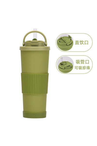 Generic Insulated Water Bottle 830ml Dual Drink Lid with Handle and Straw for...