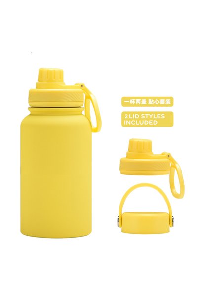 Generic Stainless Steel Insulated Sports Bottle 650ml Dual Lid Dual Drink Out...