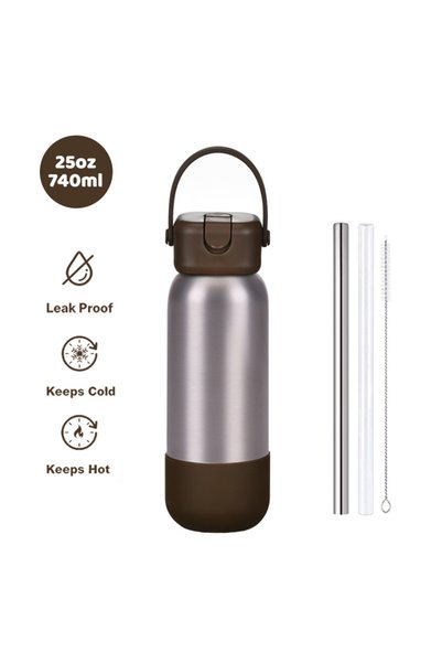 Generic Stainless Steel Insulated Sports Water Bottle 740ml Spout Handle Outdoor
